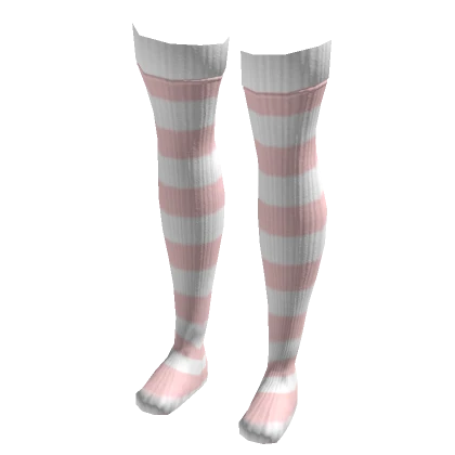 Thigh High Striped Pink Socks