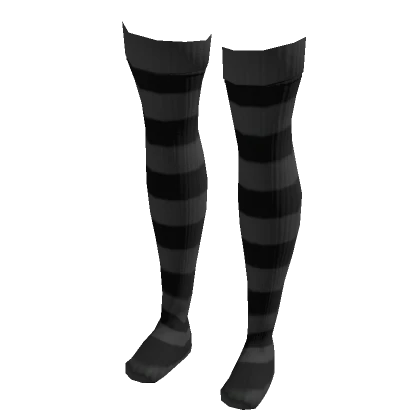 Thigh High Striped Black Socks 