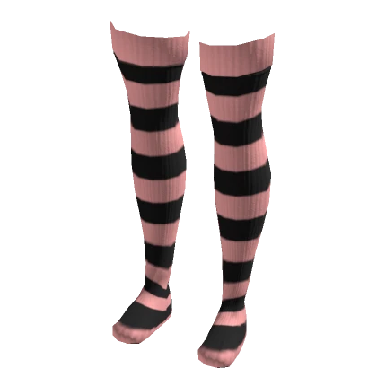 Thigh High Striped Socks Black Pink 