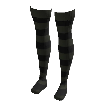 Thigh High Striped Socks Green Black