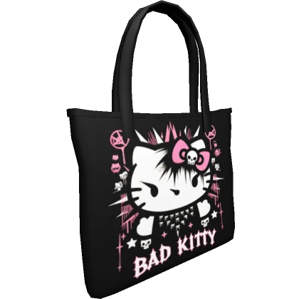 3.0 Black & Pink Emo Cat Tote