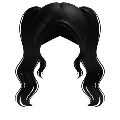 Black Pigtails Wavy Girl Hair 