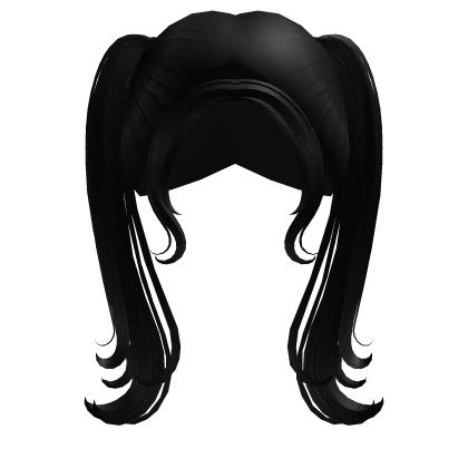 Black Flowy Pigtails Girl Hair