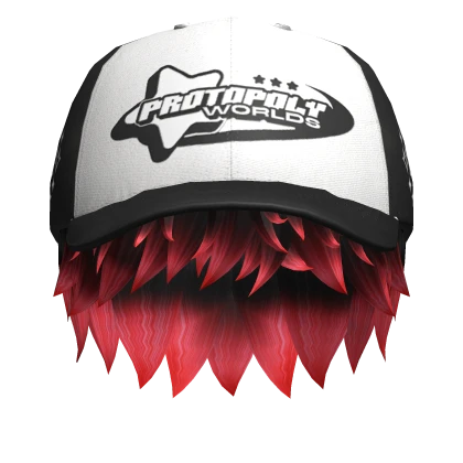 Black Red Messy Boy Hair w Black Y2K Cap