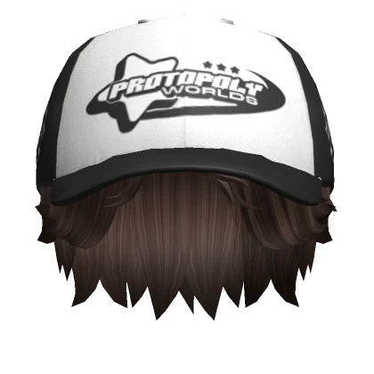 Brown Skater Boy Hair w Black Y2K Cap