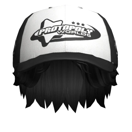 Black Skater Boy Hair w Black Y2K Cap