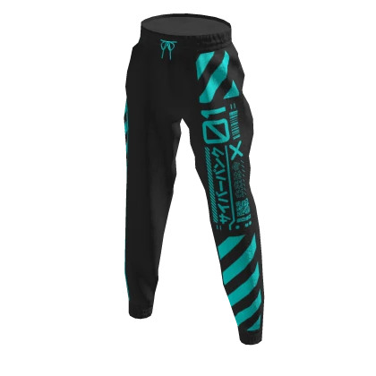 Cyberpunk Sweatpants - Cyan & Grey