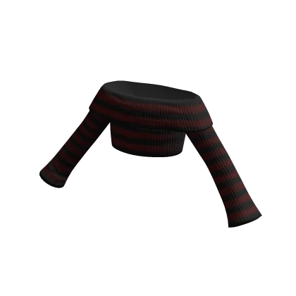 Black/Red Striped Off Shoulder Cropped Sweater