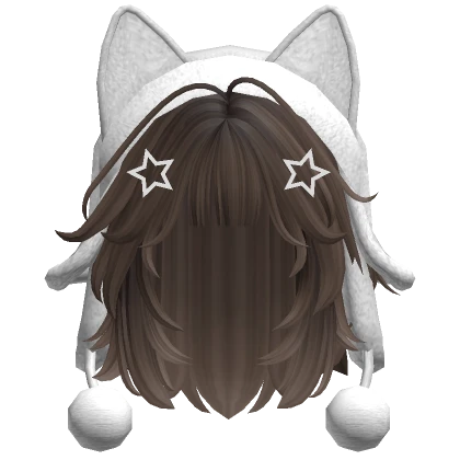 Cute wolfcut hair w/ cat white ushanka(Brown)