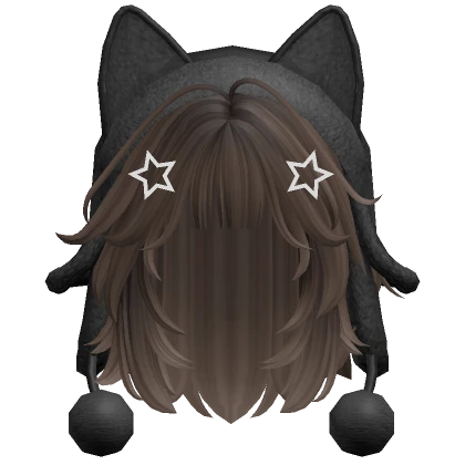 Cute wolfcut hair w/ cat ushanka(Brown)