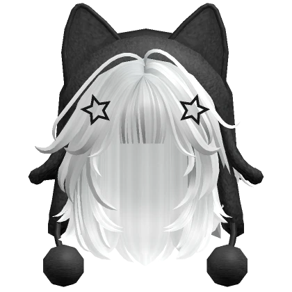 Cute wolfcut hair w/ cat ushanka(White)