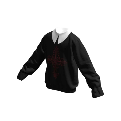 Oversized Goth Cross Sweater
