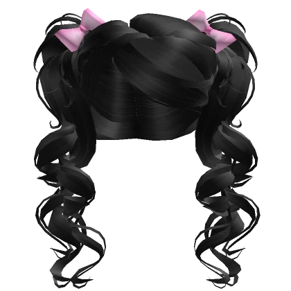 Black Pigtails Curly Hair With Bows