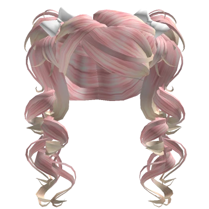 Pink Pigtails Curly Hair With Bows