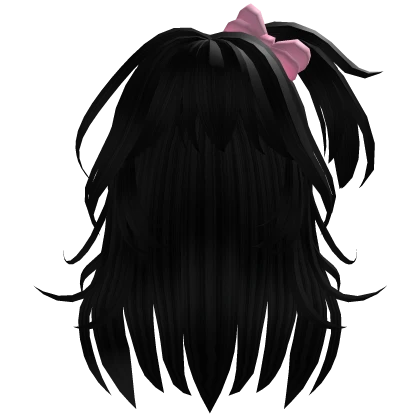 Black Hair with Pink Bow