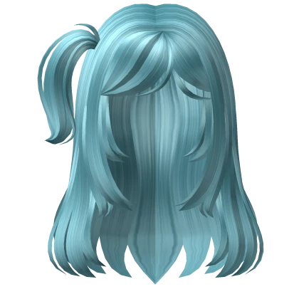 ♡ Adorable Long Hair w/ a Small Pigtail (Teal)