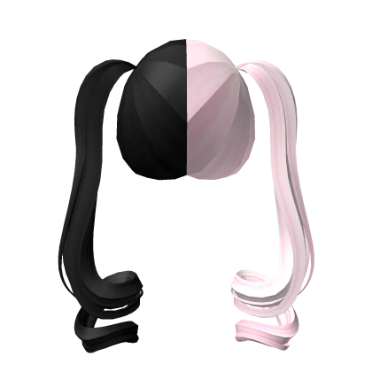 ୨୧: kawaii split swirly pigtails in pink & black