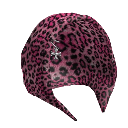 Chrome Cross Pierced Pink Leopard Hood (Mid)