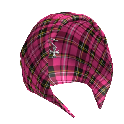 Chrome Cross Pierced Pink Tartan Plaid Hood (Mid)