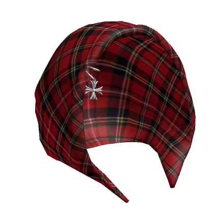 Chrome Cross Pierced Red Tartan Plaid Hood (Mid)