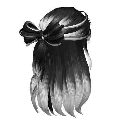 Wavy Cute Hair with Ribbon in Black&White