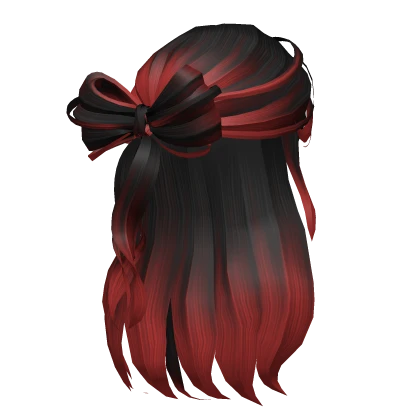 Wavy Cute Hair with Ribbon in Red&Black