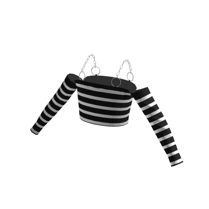 Chained Crop Top - Black Striped