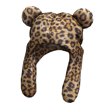 Leopard Fuzzy Bear Beanie