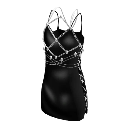 Black Fancy Satin Dress [_rover_]