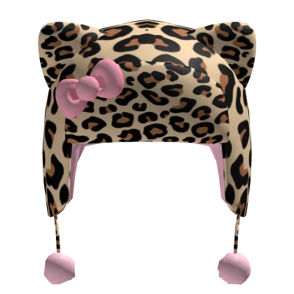 ୨୧ 🐾🎀 cute leopard cat ears ushanka (light gray)