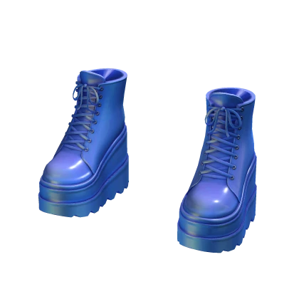Ankle Platform Boots - Blue