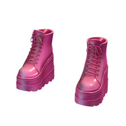 Ankle Platform Boots - Hot Pink