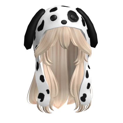 layered wolfcut w/ plush dog in blonde hair
