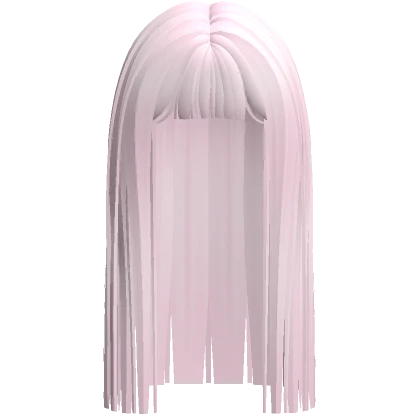 ♡ soft pink long straight hime cut anime hair