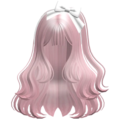 Long Wavy Hairstyle with Headband (Pink)