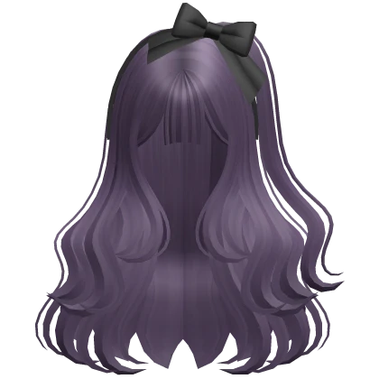 Long Wavy Hairstyle with Headband (Dark Purple)