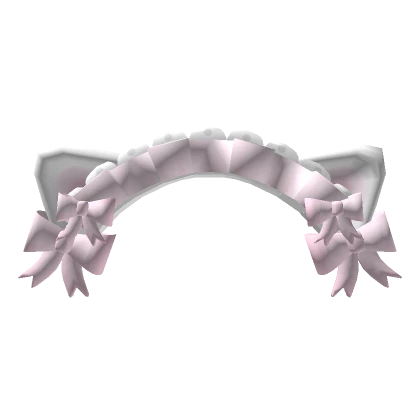 ♡ kawaii cat ear headband pink ruffles white ears