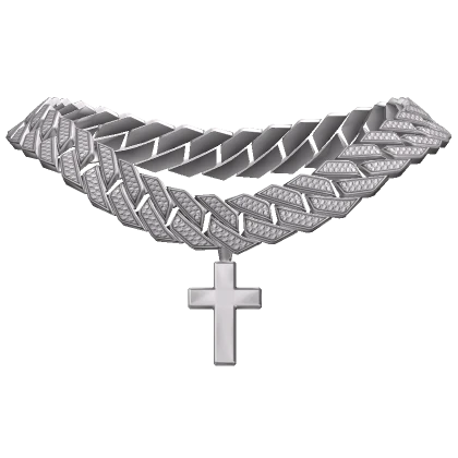 Silver Iced Out Cuban Cross Chain [Boy]