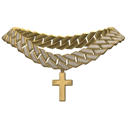 Gold Iced Out Cuban Cross Chain [Boy]