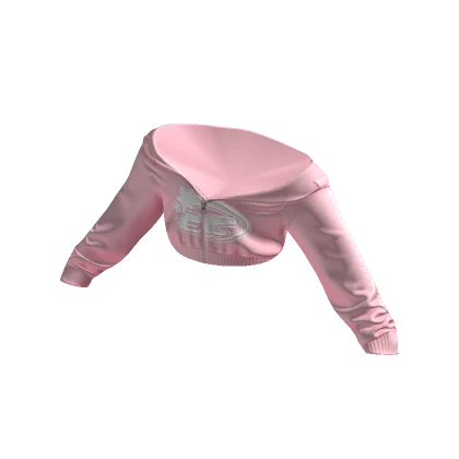 Cropped Half Zipped Eternos Y2K Hoodie - Pink