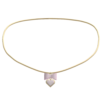 gold necklace with pink bow