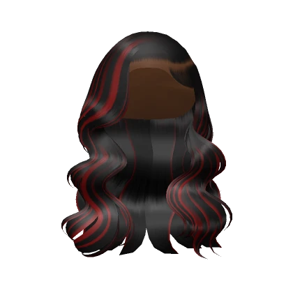 Wavy Side Part Curls In Red Highlights