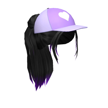 Black Ponytail with Purple Baseball Cap