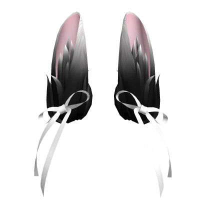 Ribbon Bunny Ears Black White