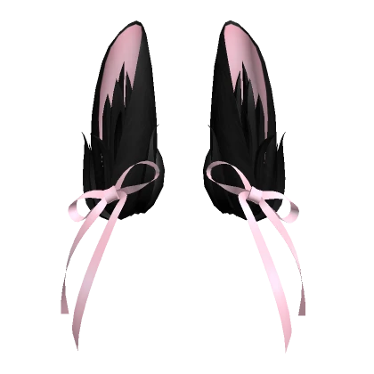 Ribbon Bunny Ears Black Pink