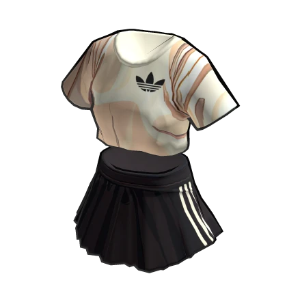 adidas Toon Shaded White Crop Top & Black Skirt