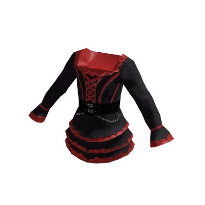 Black and red movie ruffled dress