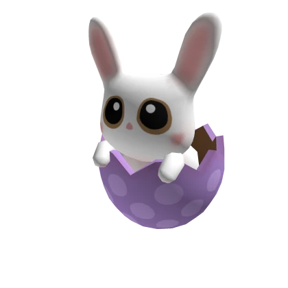 Purple Polka Dots Easter Egg With Cute Bunny