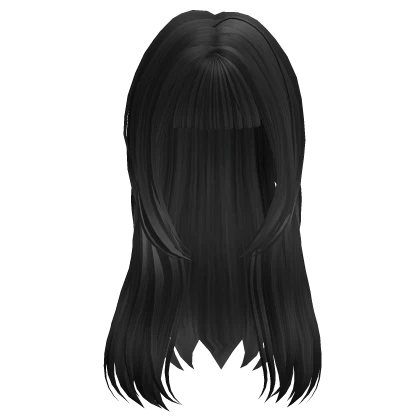 Hime Cut Long Hair with Bangs in Black 