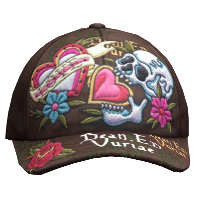 Simple Brown Skull Heart Cap